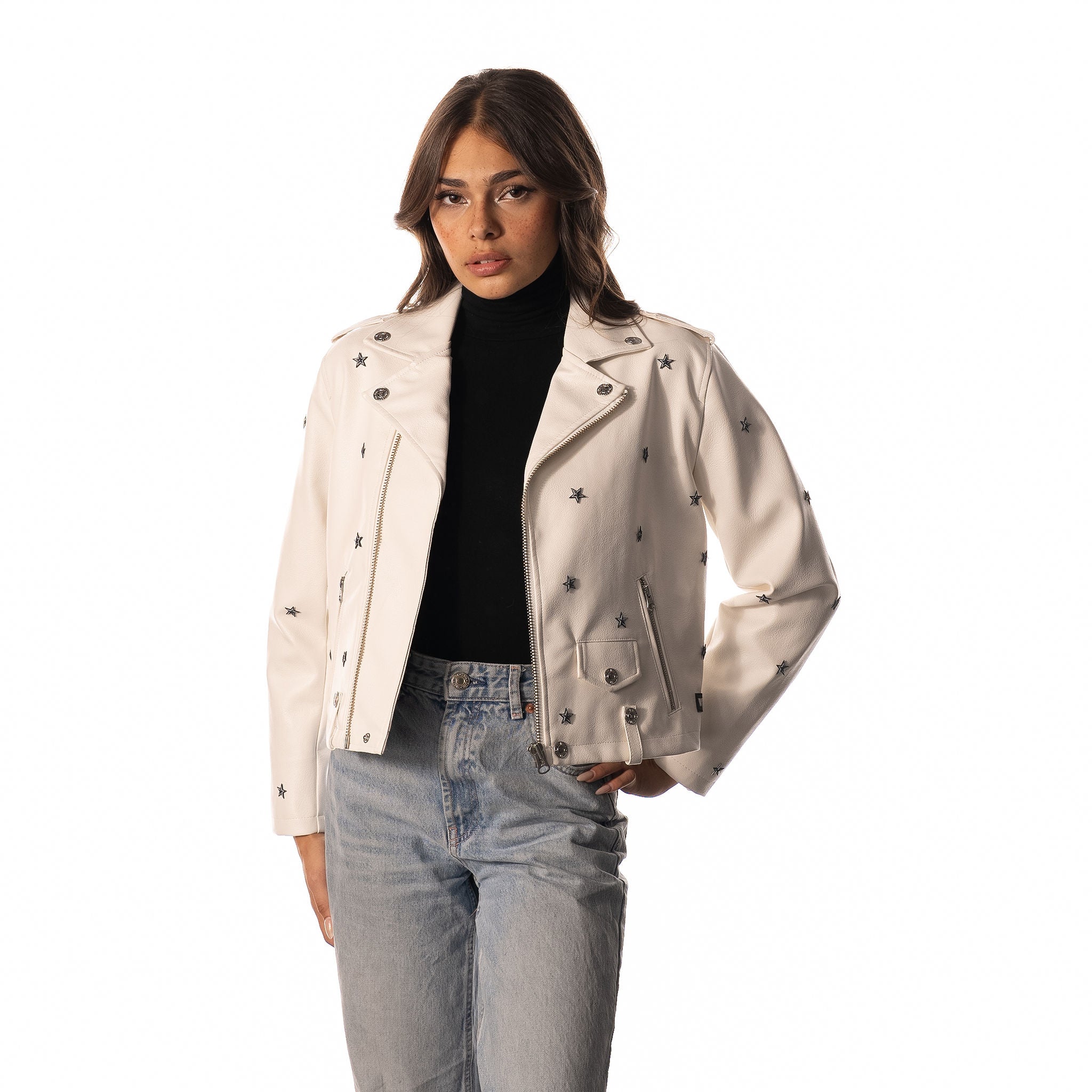Dallas Cowboys Star Studded Leather Jacket - White - Image 3